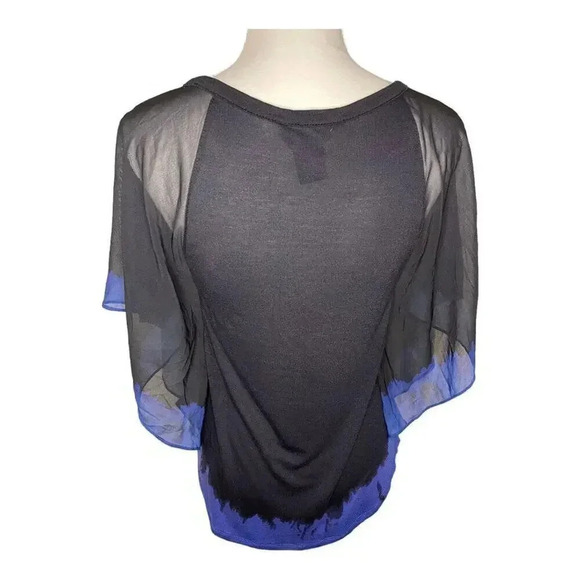 Calvin Klein Jeans Women’s Small Semi-Sheer Black & Blue Butterfly Top - Picture 3 of 4